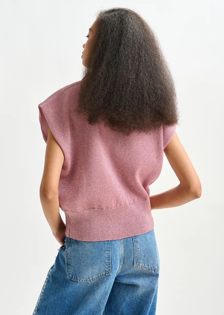 Vintage pink lurex knitted top 