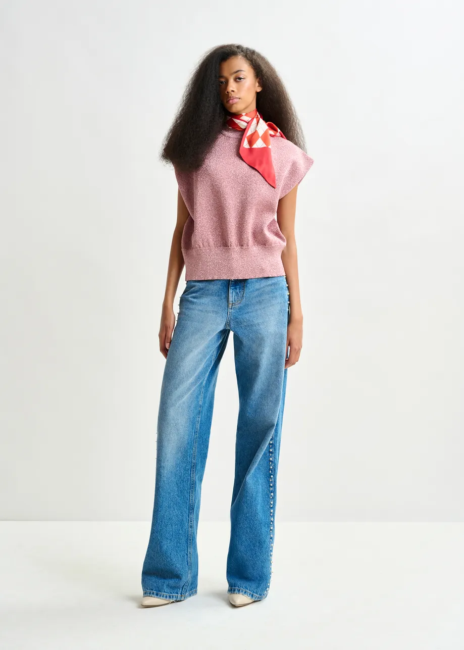 Vintage pink lurex knitted top 
