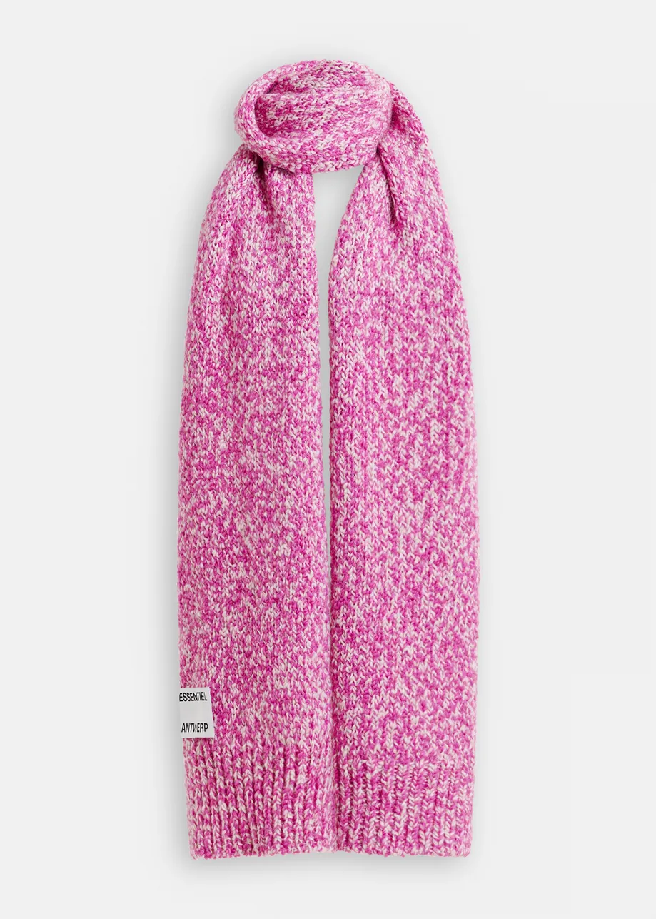Pink and light pink chunky melange knit wool-blend scarf