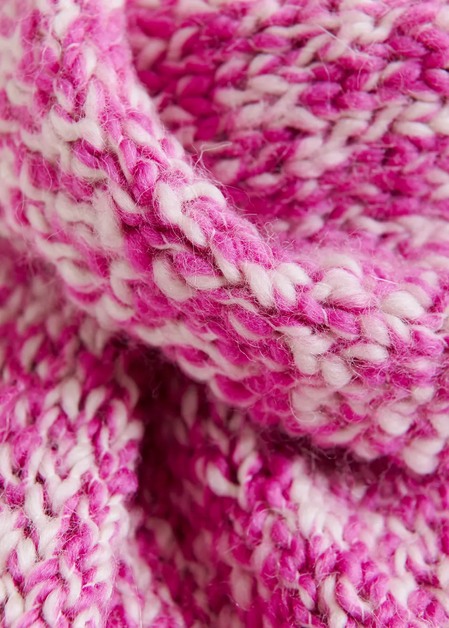Pink and light pink chunky melange knit wool-blend scarf