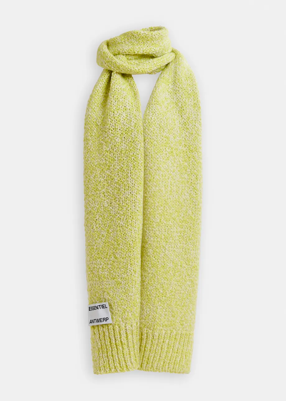 Green and light green chunky melange knit wool-blend scarf