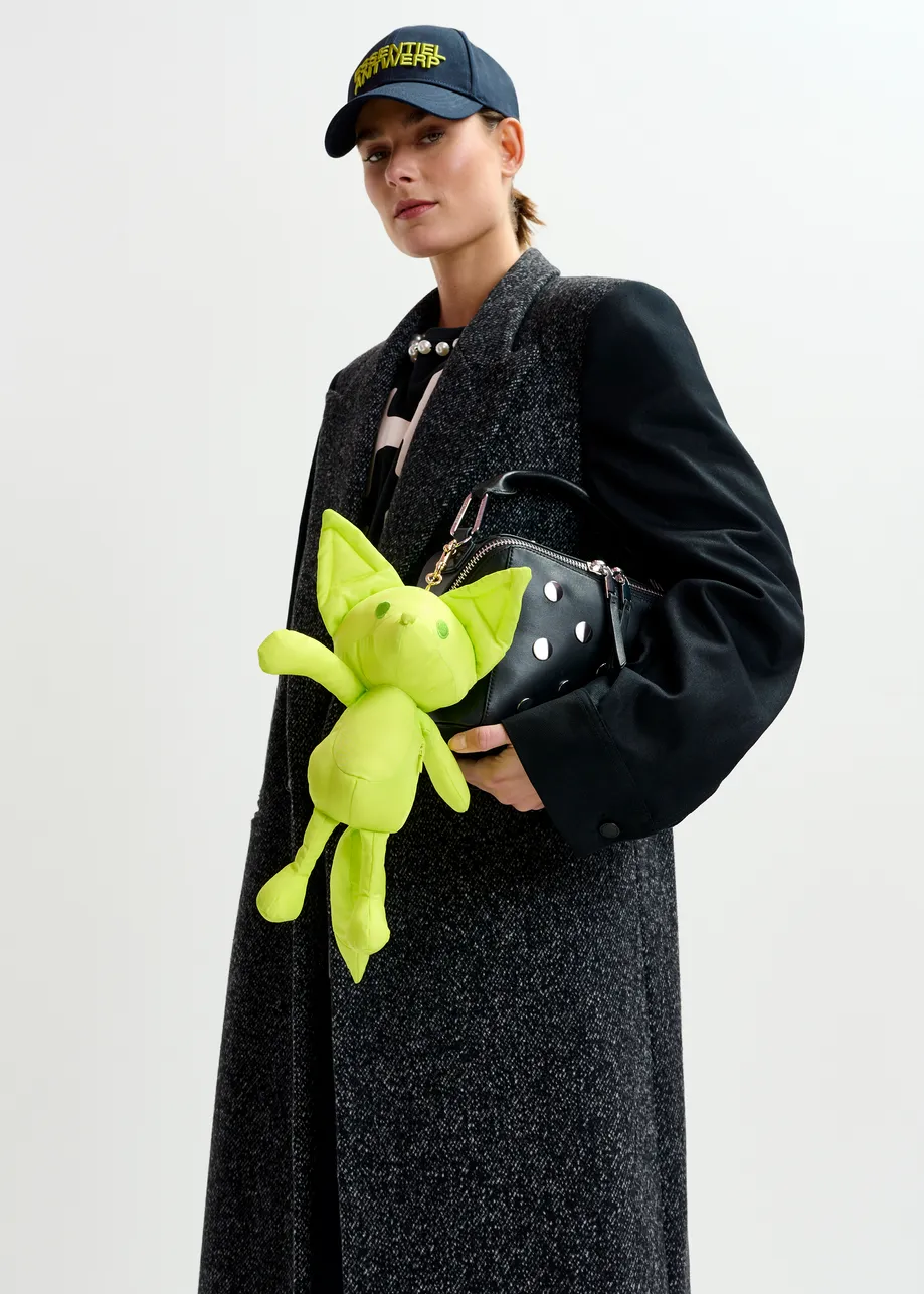 Grey and black double-breasted coat with constrast sleeves