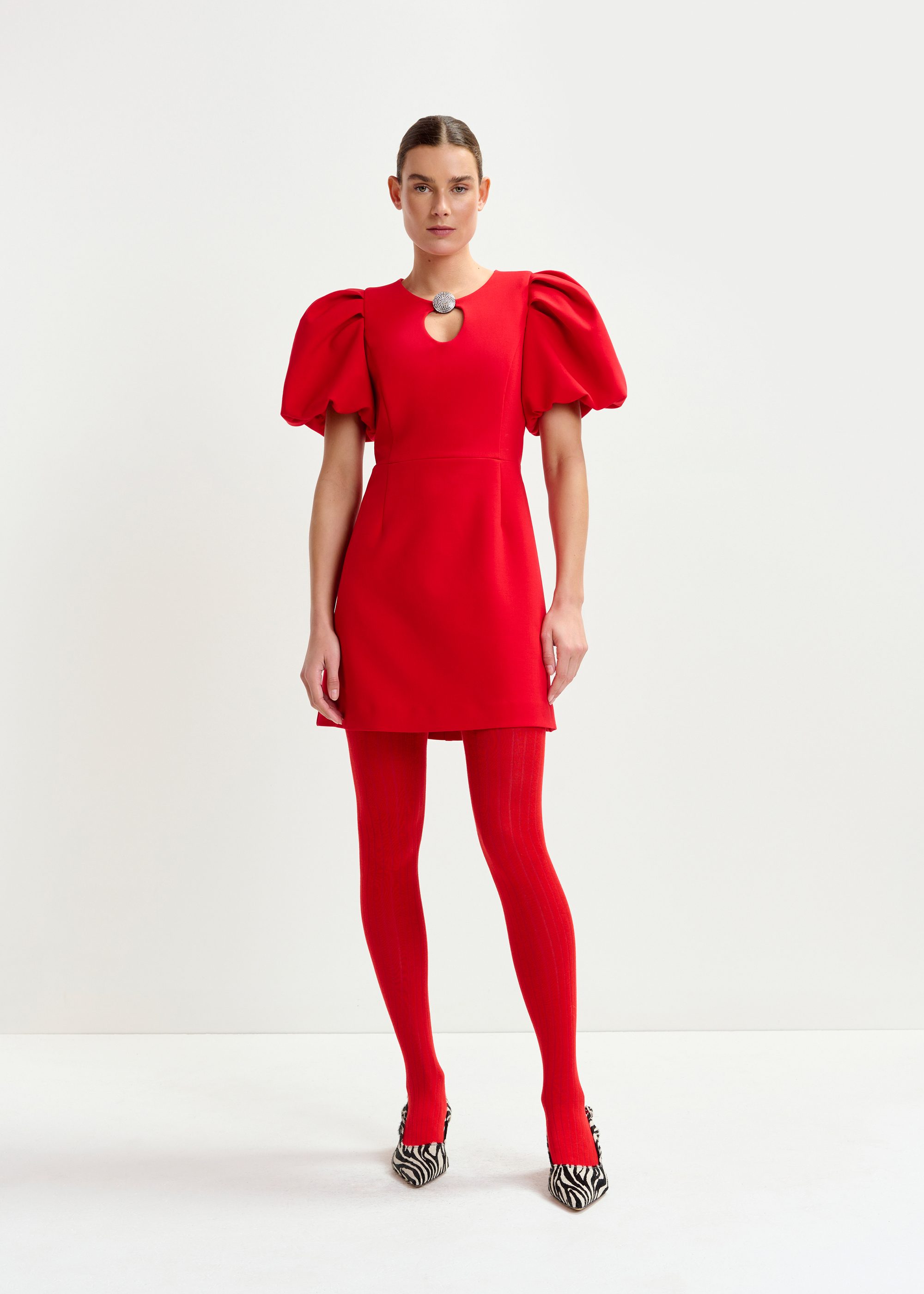 ESSENTIEL ANTWERP ブラック ミニドレス Black ruched stretch-jersey midi-length dress | Essentiel
