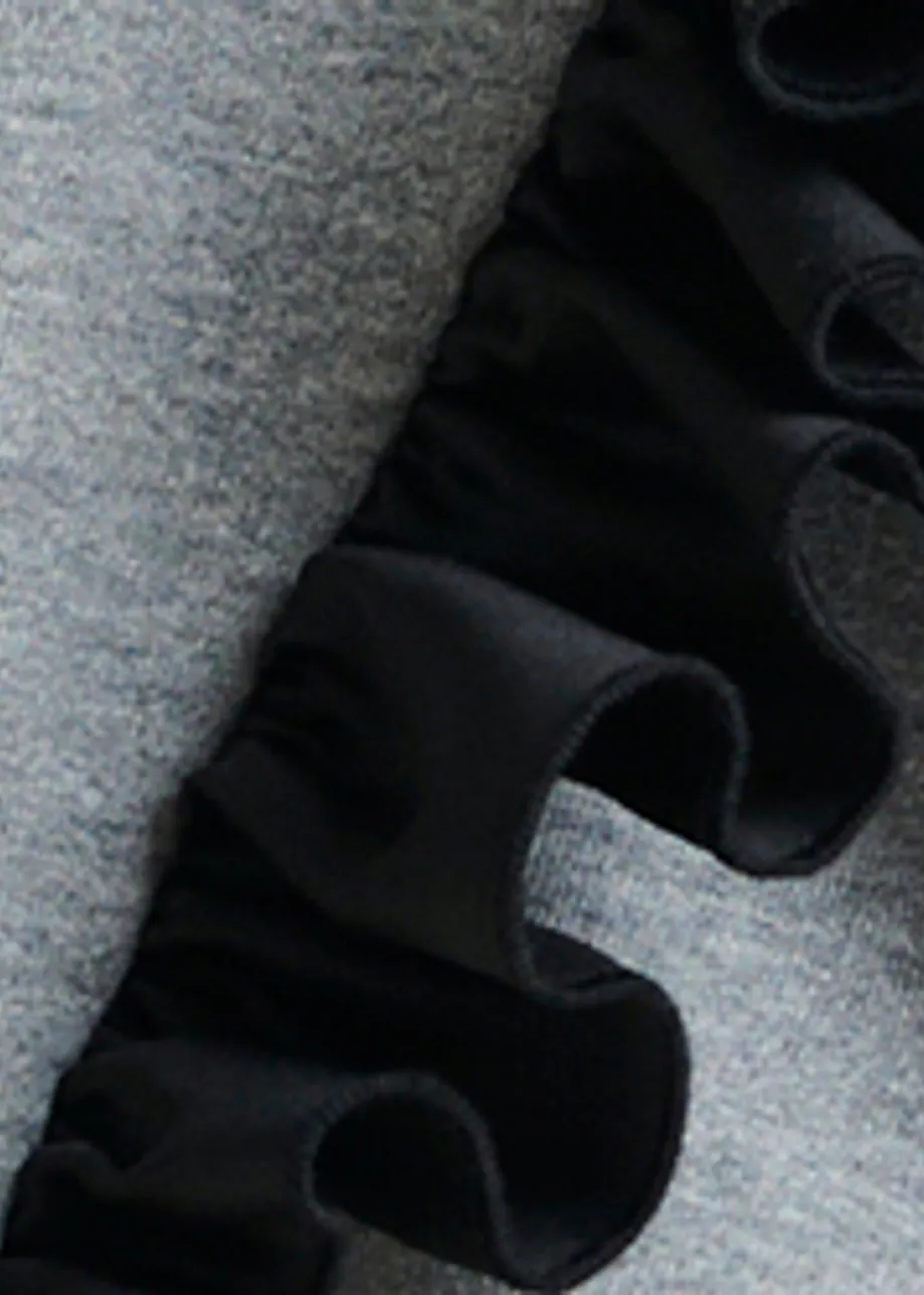Grijze katoenmix sweater met volantdetails