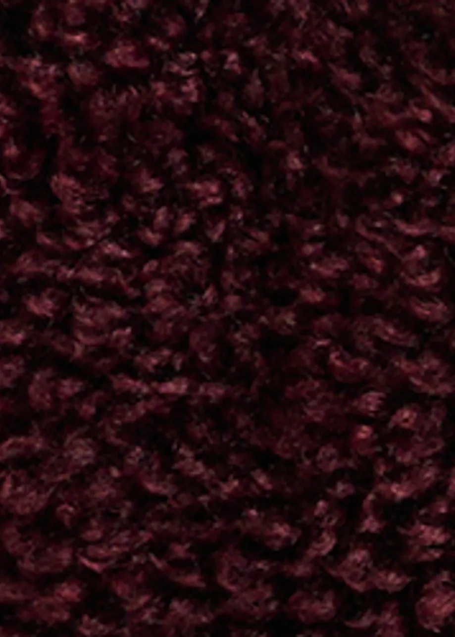 Bordeaux en wit oversized bomberjack in faux shearling