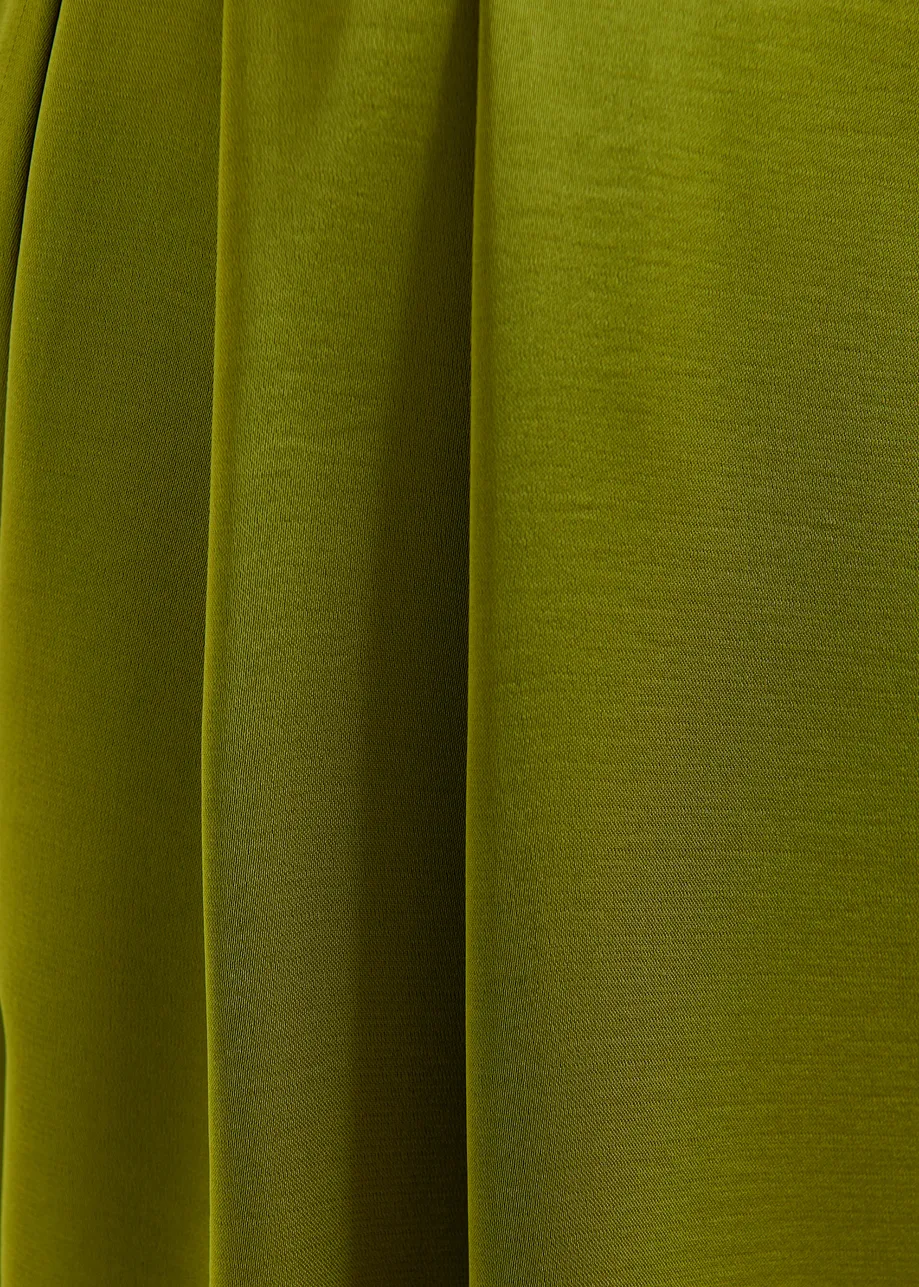 Olive green wide-leg satin pants