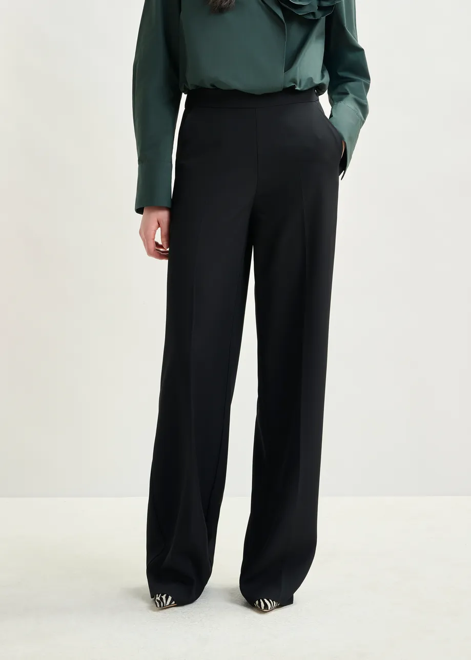 Pantalon large noir à pli pressé