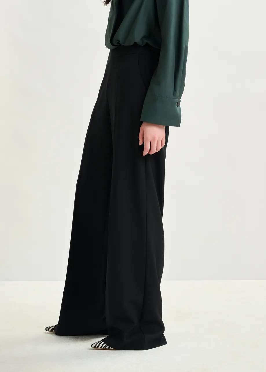 Pantalon large noir à pli pressé