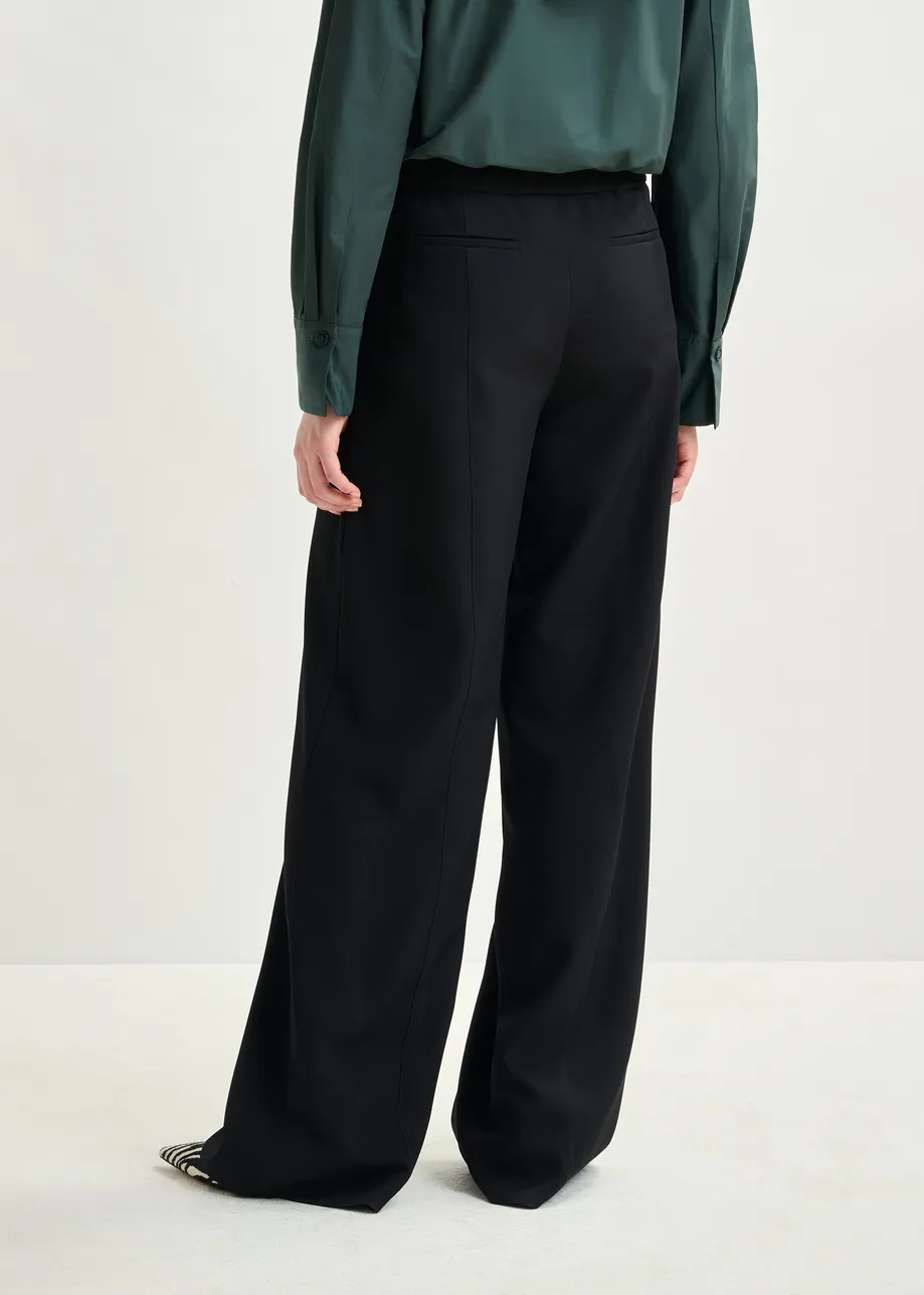 Pantalon large noir à pli pressé