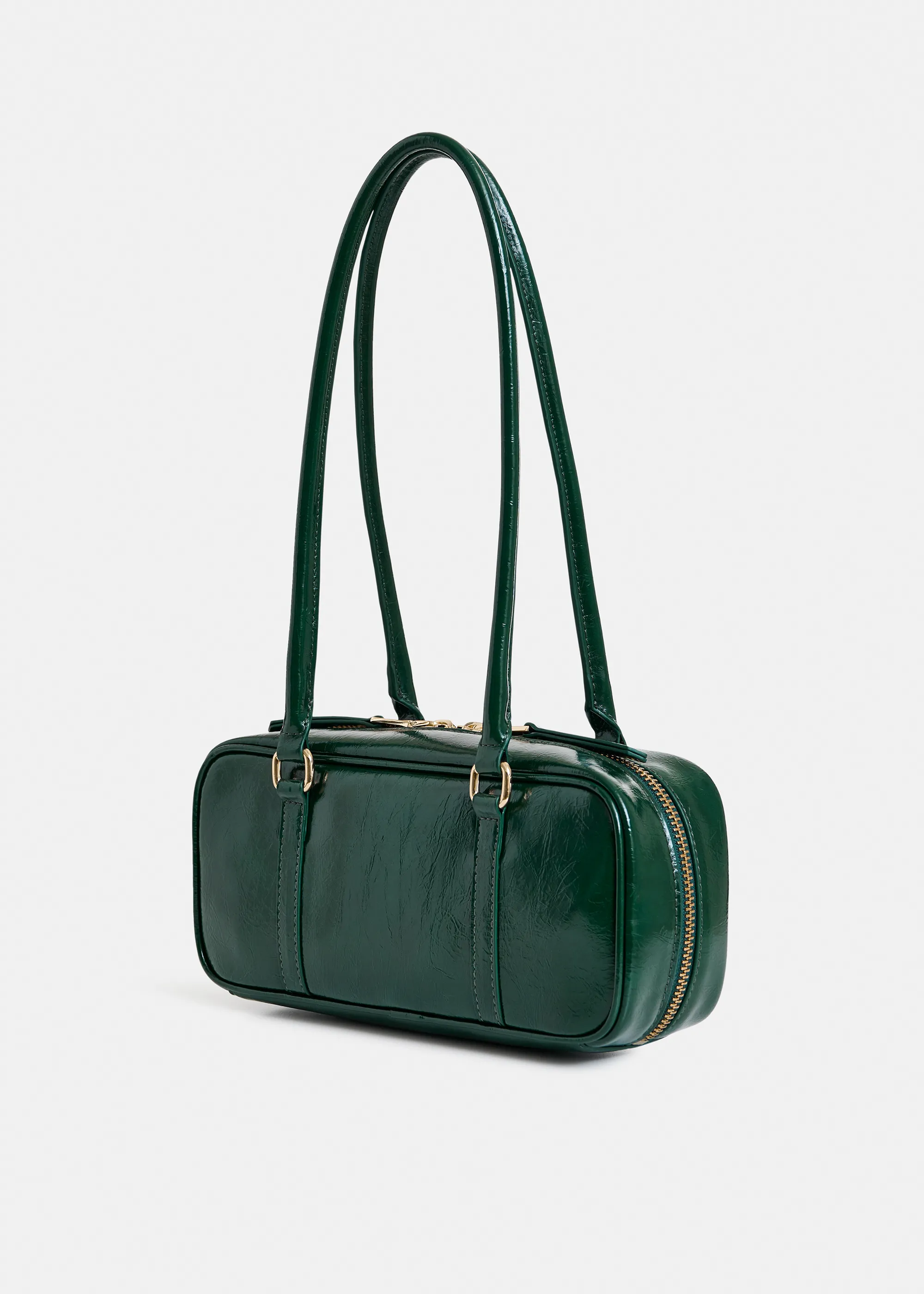 Borsa baguette a tracolla lucida verde scuro Essentiel Antwerp Italia