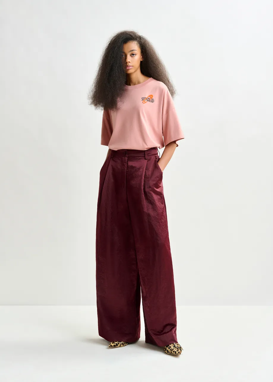 Burgundy wide-leg pants