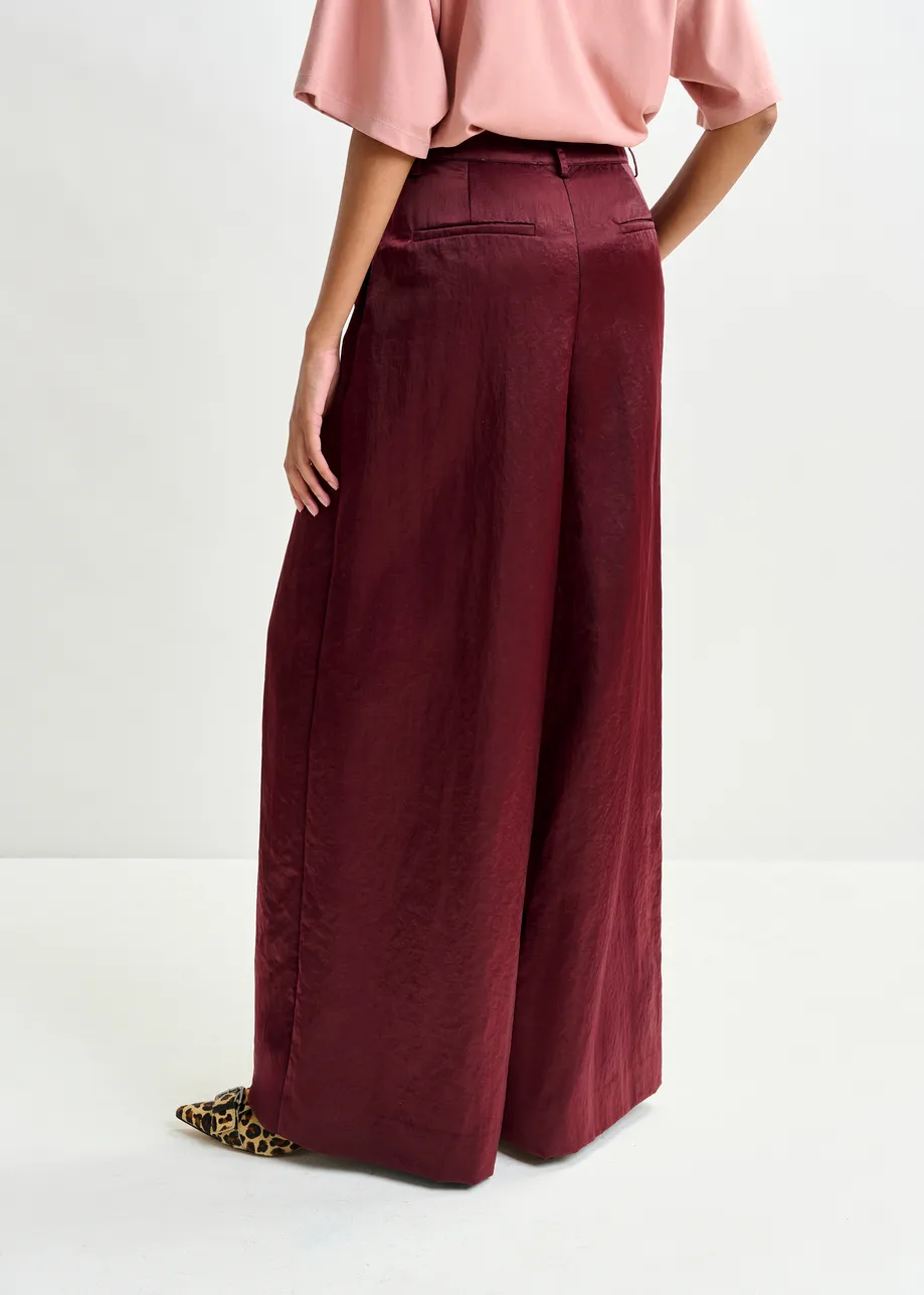 Burgundy wide-leg pants