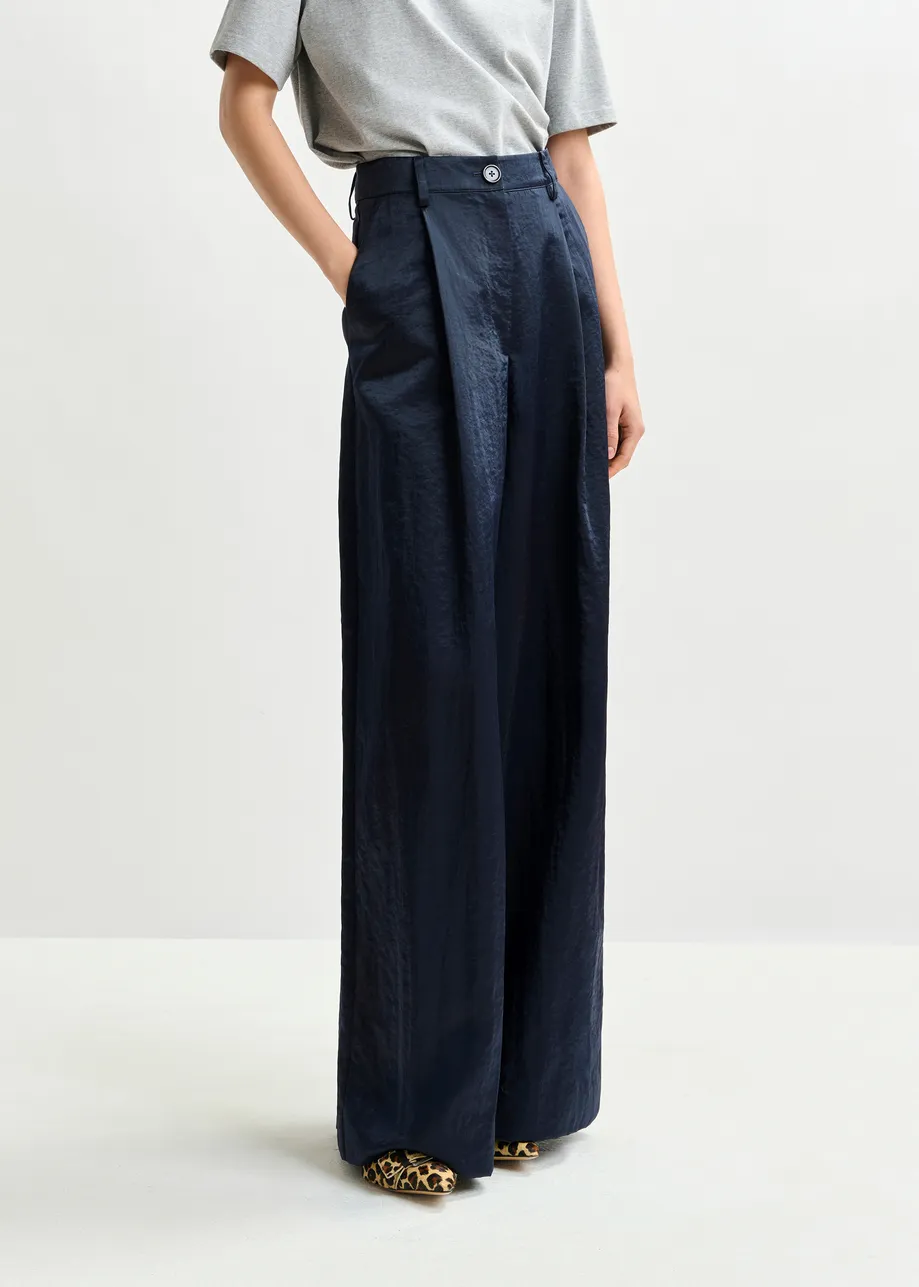 Marineblauwe wijde broek