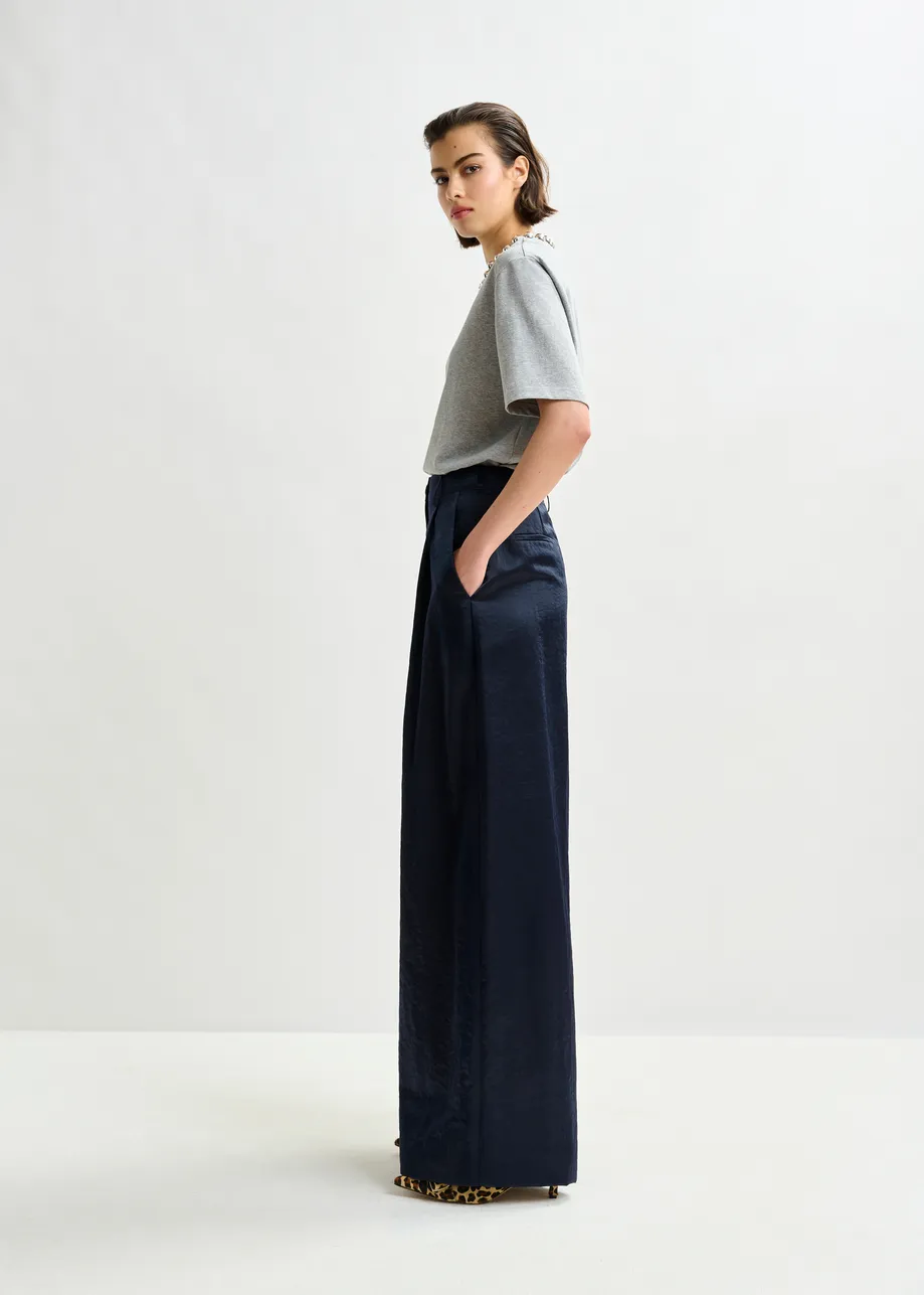 Marineblauwe wijde broek
