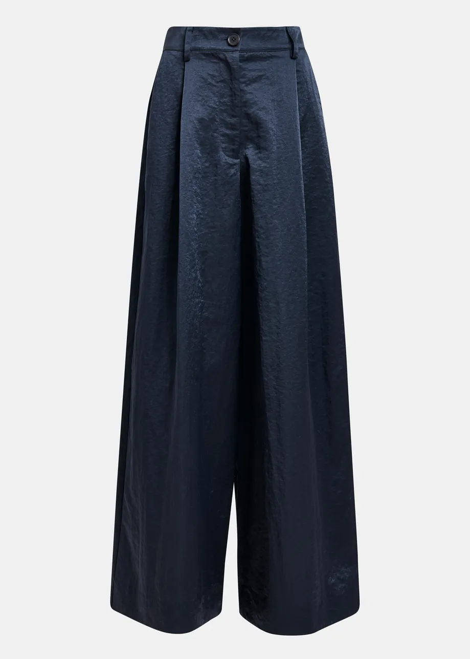 Marineblauwe wijde broek