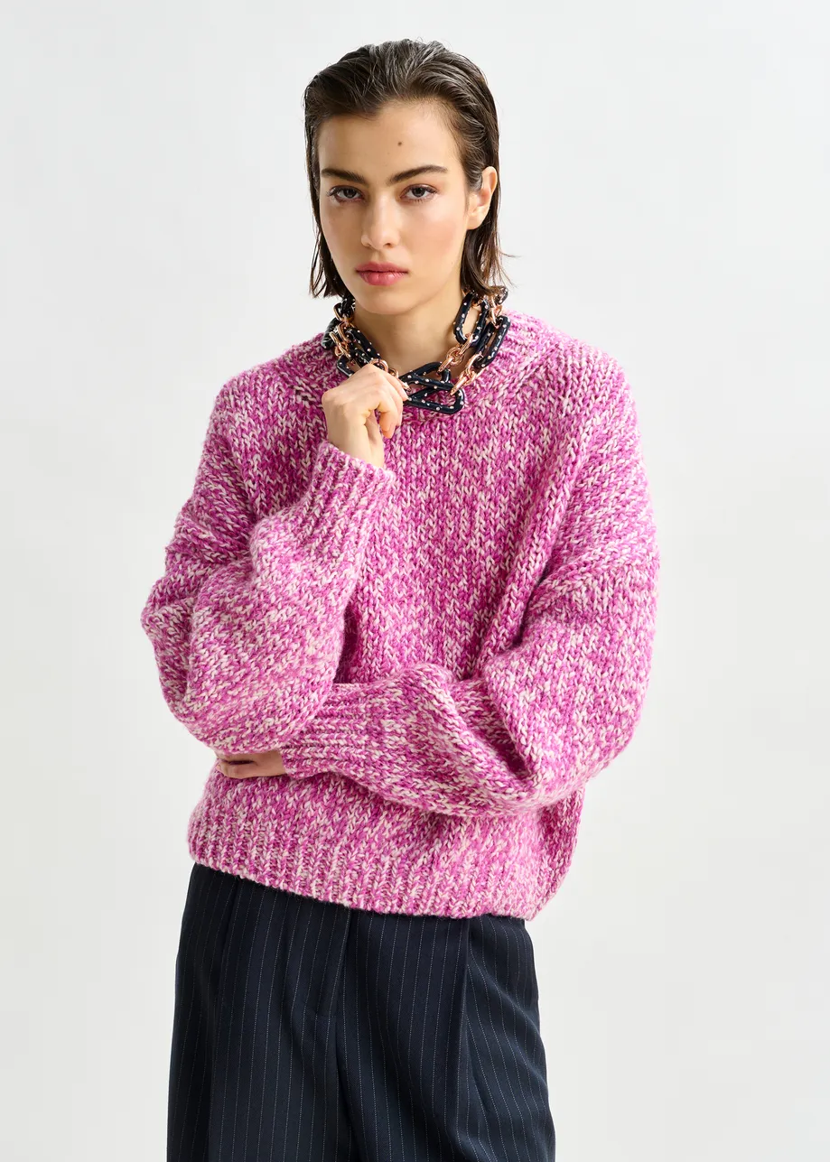 Pink and light pink melange wool-blend sweater