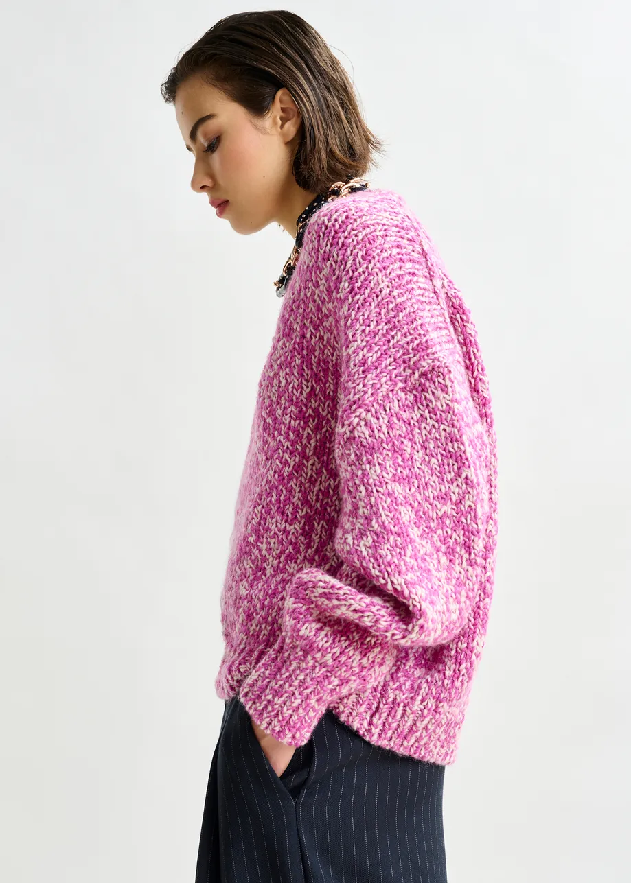 Pink and light pink melange wool-blend sweater