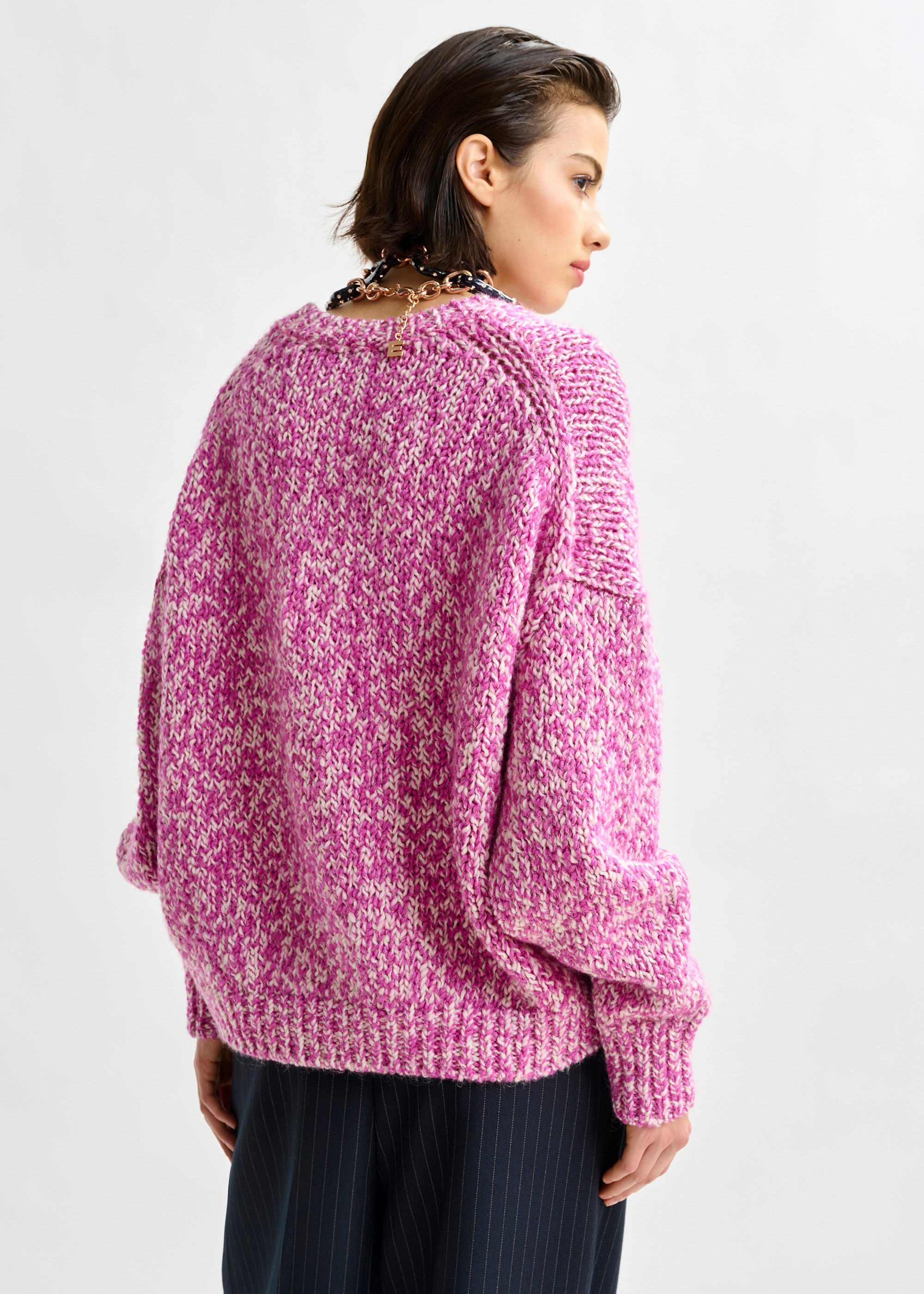 ESSENTIEL ANTWERP パープルニットセーター ピンク　未使用 Pink and light pink melange wool-blend sweater | Essentiel Antwerp