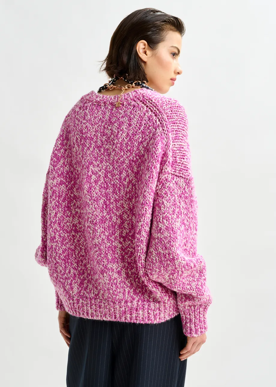 Pink and light pink melange wool-blend sweater