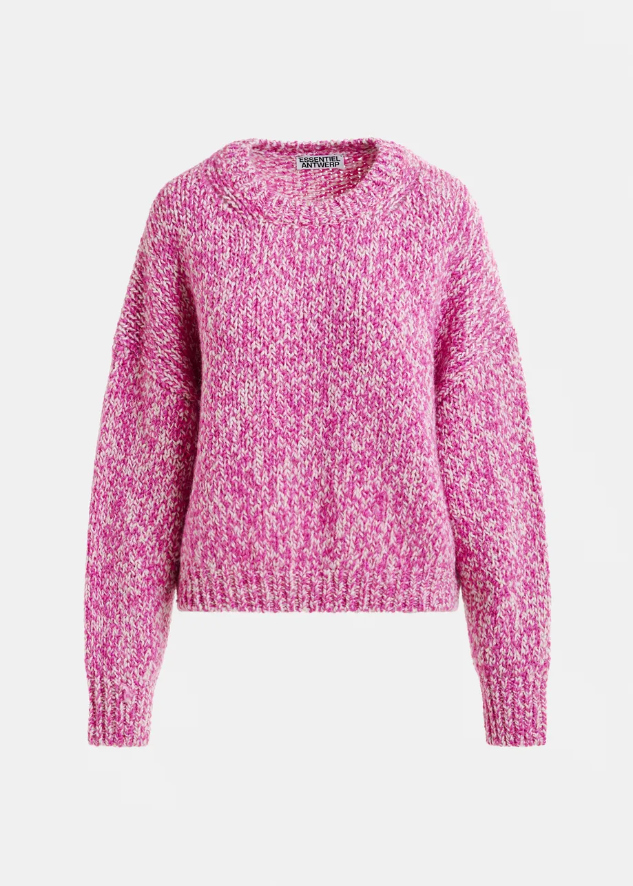 Pink and light pink melange wool-blend sweater