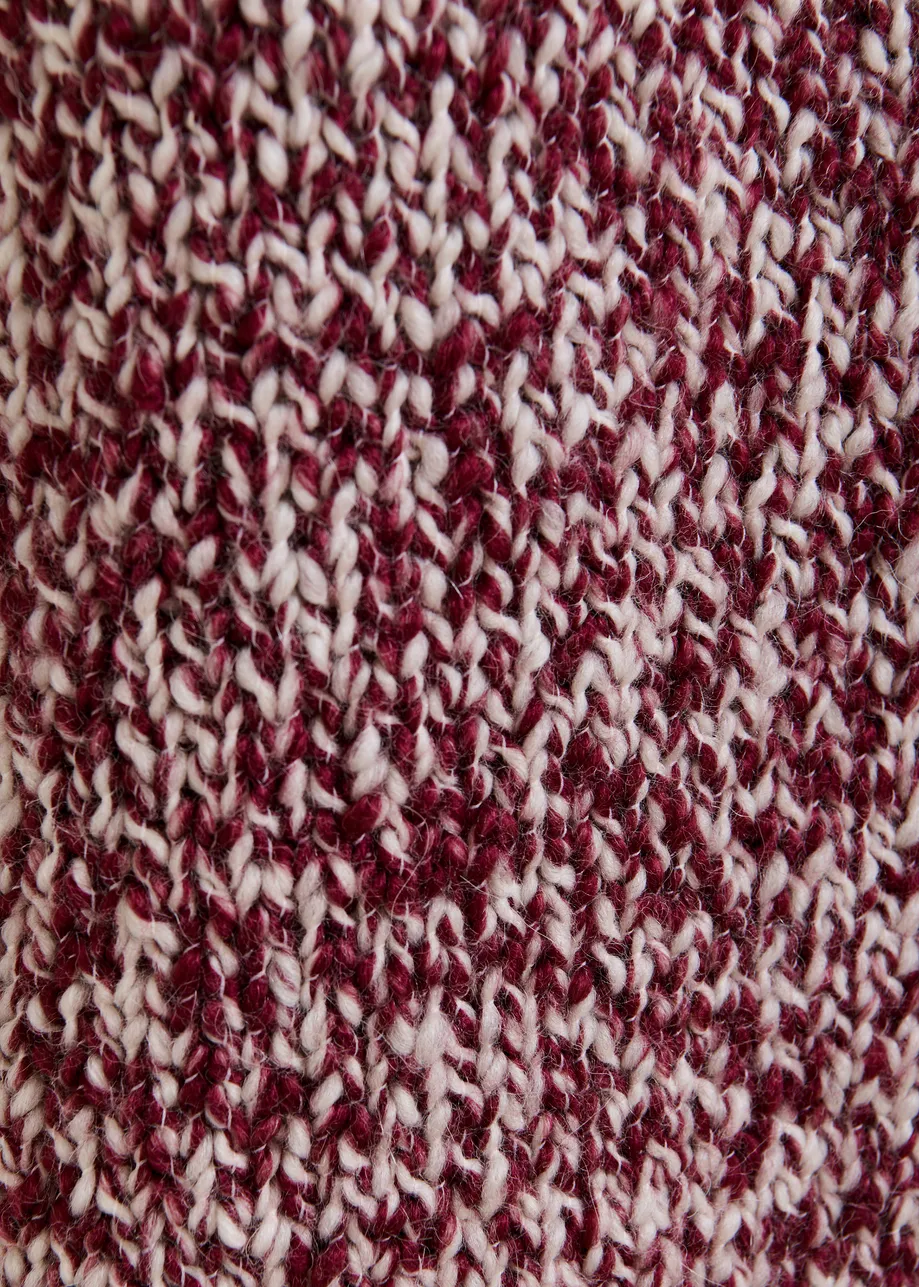 Burugndy and off-white melange wool-blend sweater