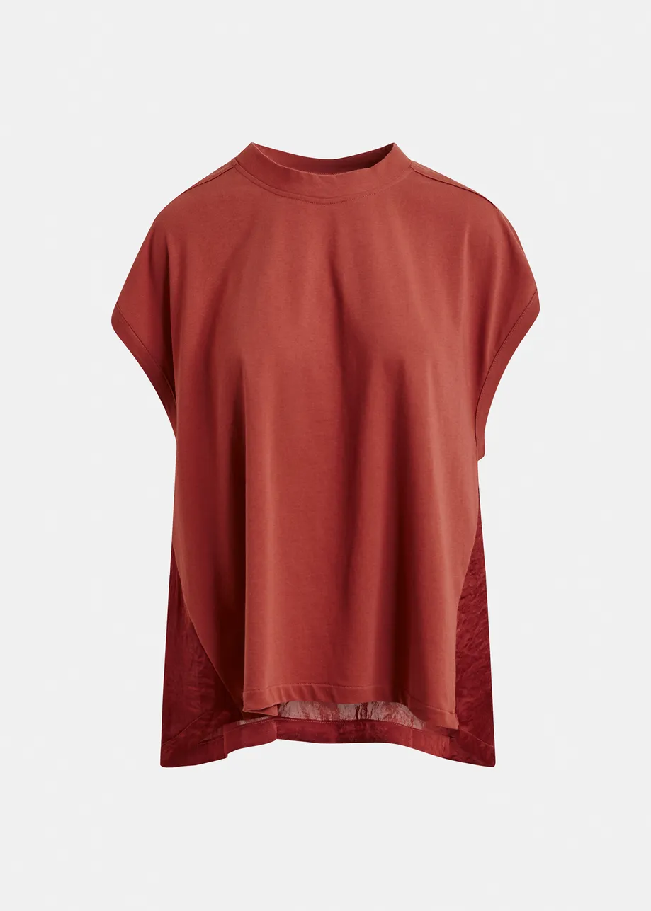 T-shirt à mancherons en coton bio orange brûlé