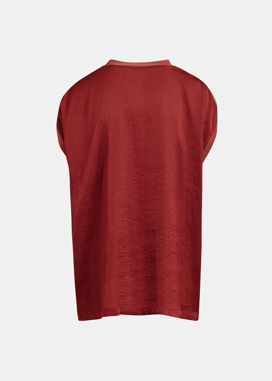 T-shirt à mancherons en coton bio orange brûlé