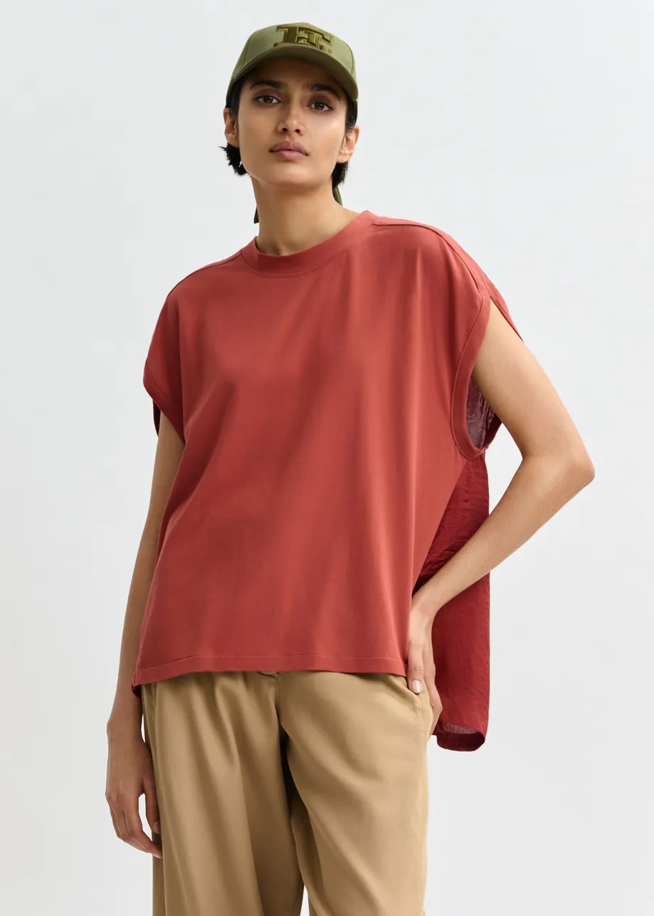 T-shirt à mancherons en coton bio orange brûlé