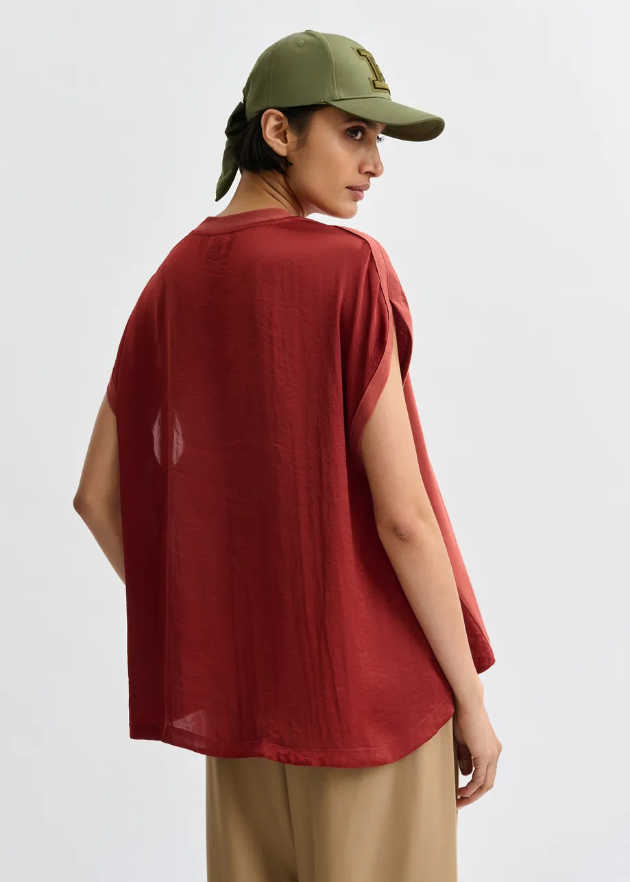 T-shirt à mancherons en coton bio orange brûlé