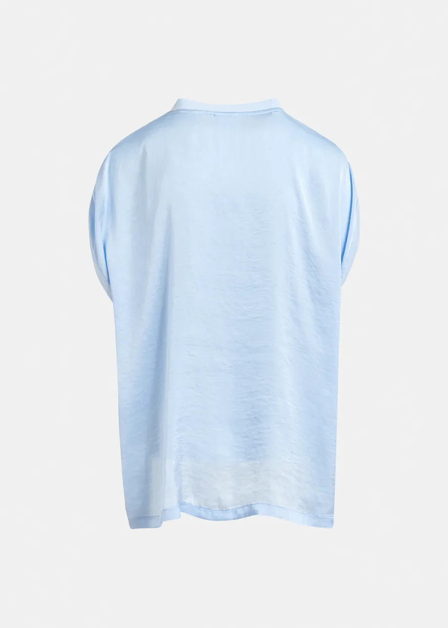 T-shirt à mancherons en coton bio bleu clair