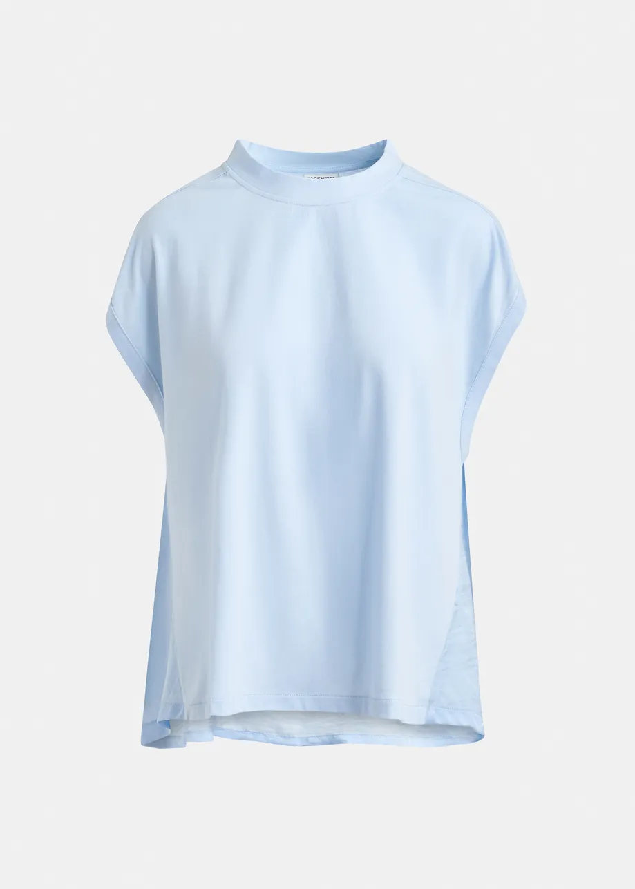 Light blue cap-sleeve organic cotton T-shirt