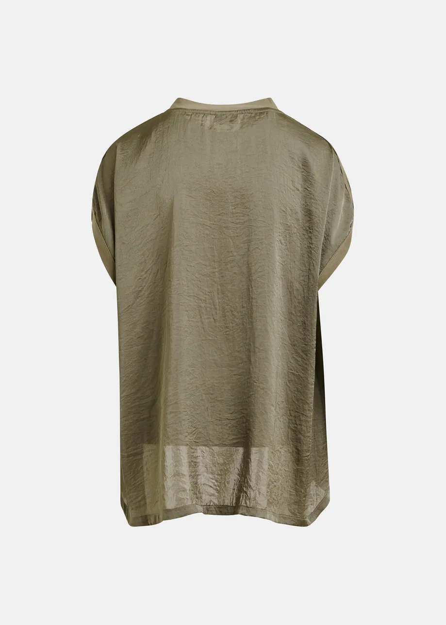 T-shirt à mancherons en coton bio kaki