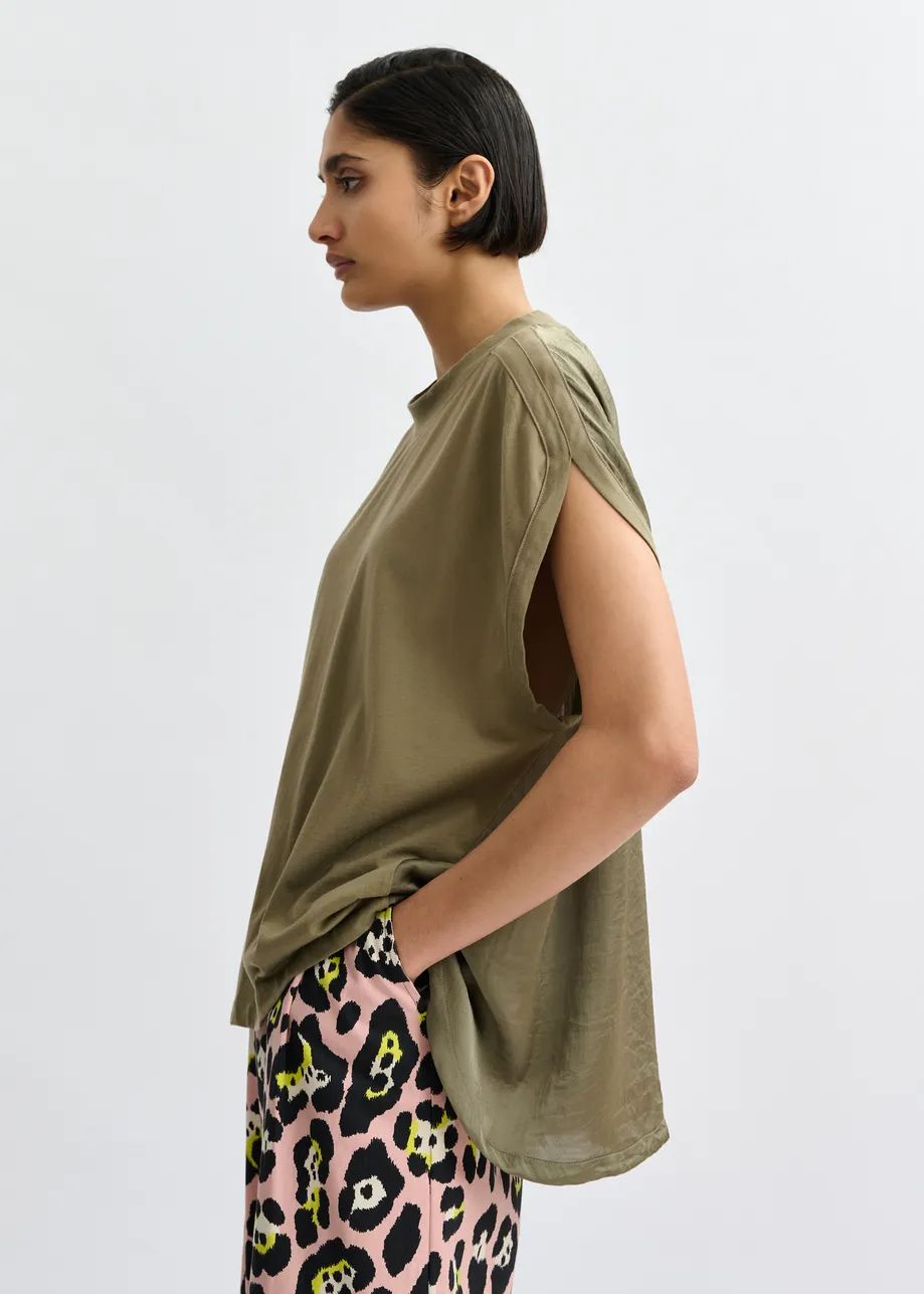 T-shirt à mancherons en coton bio kaki