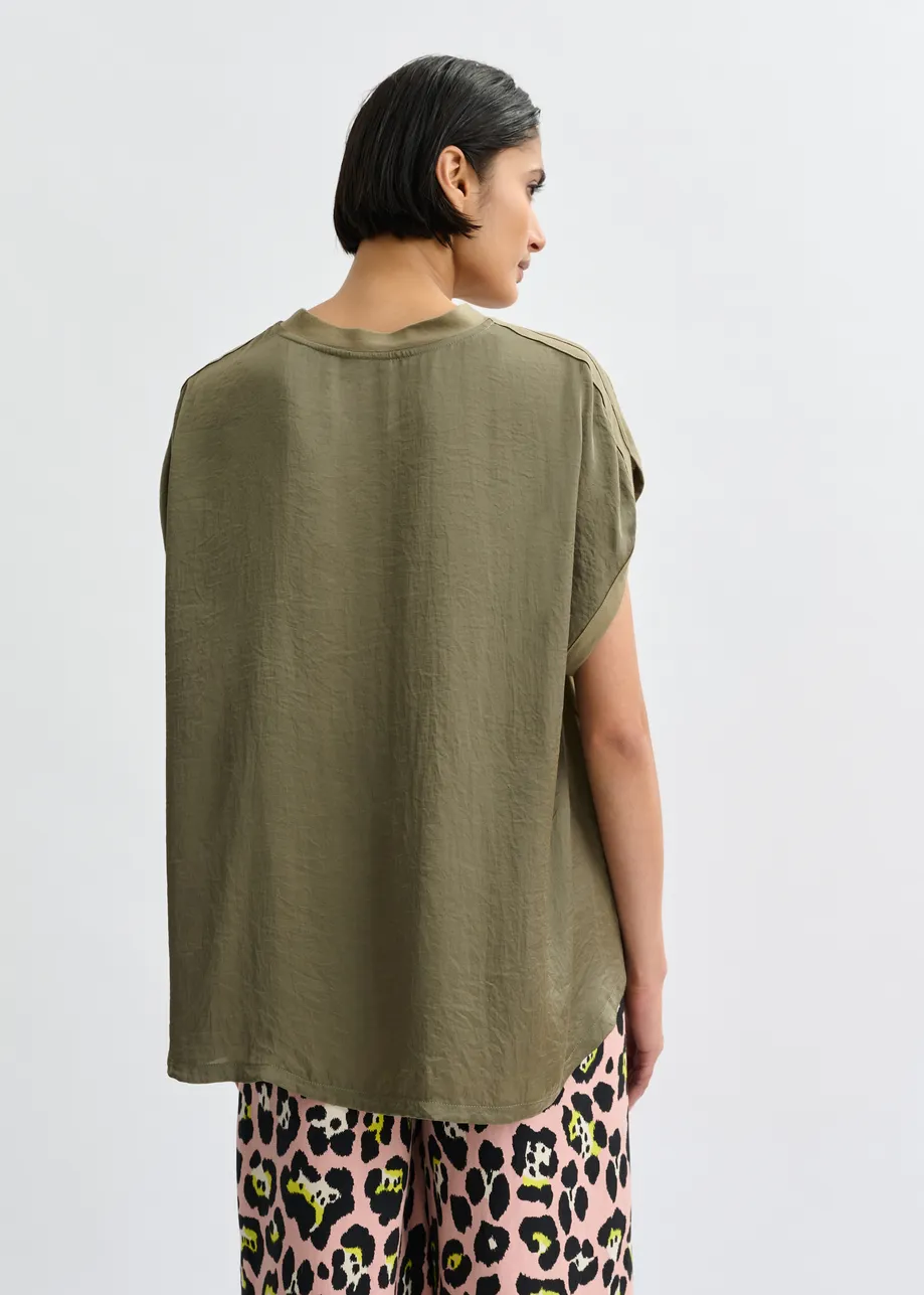 T-shirt à mancherons en coton bio kaki