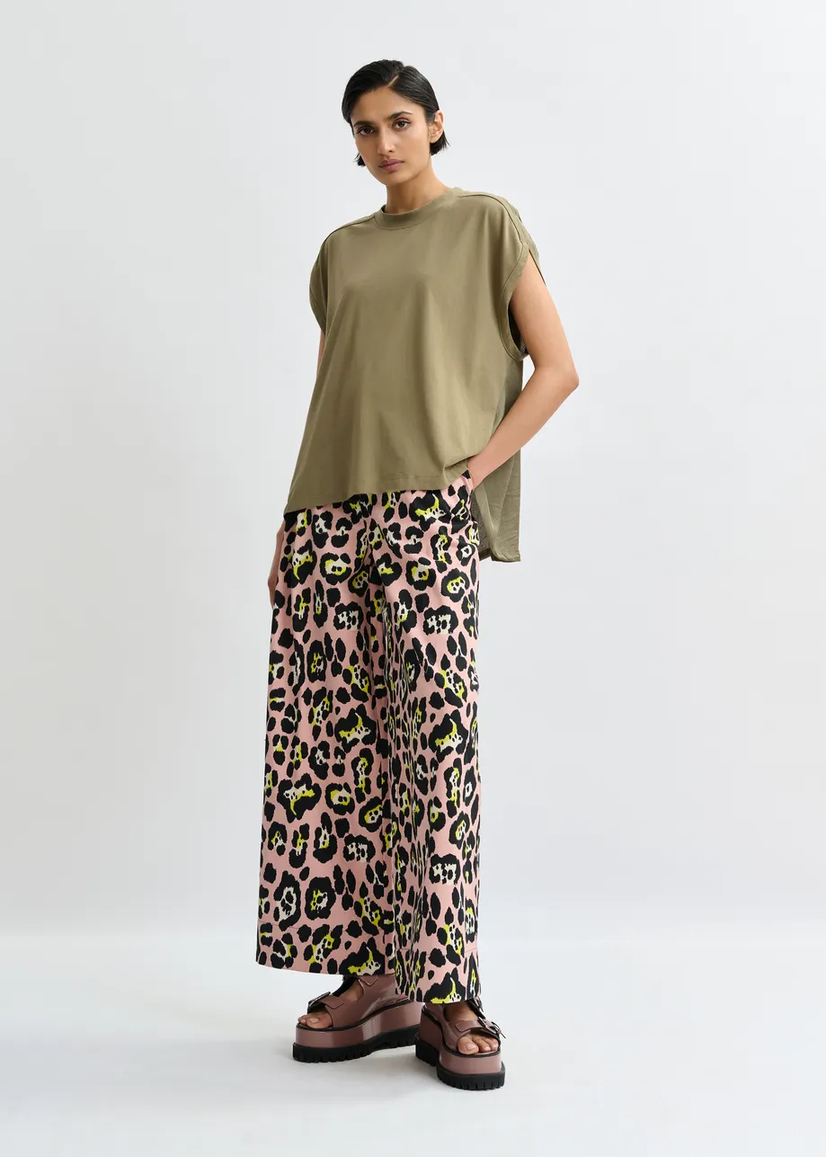 T-shirt à mancherons en coton bio kaki