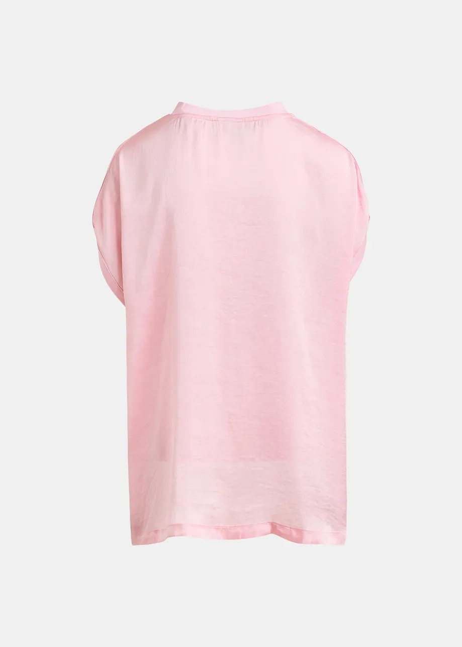 T-shirt à mancherons en coton bio rose clair