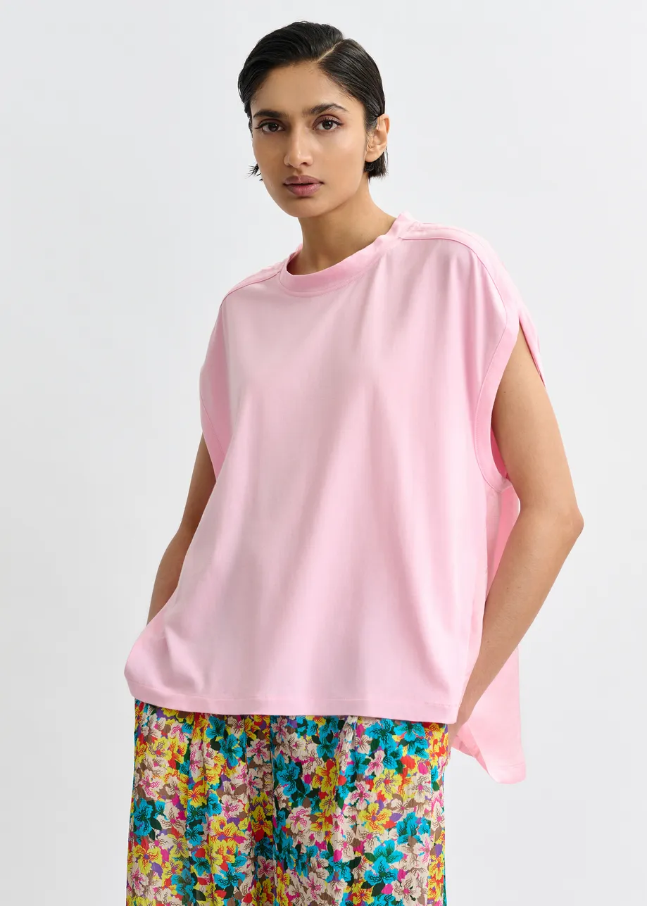 T-shirt à mancherons en coton bio rose clair