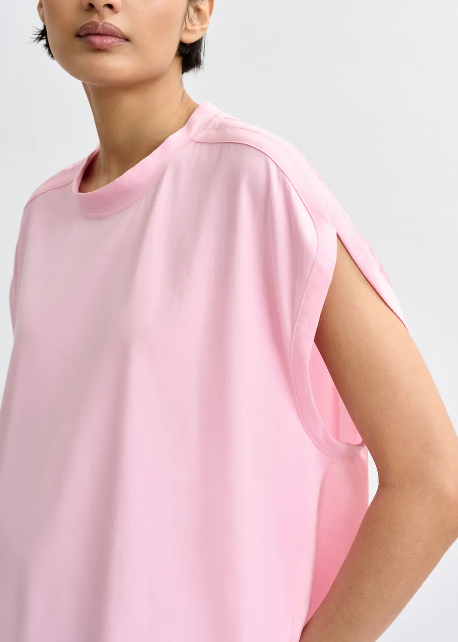 T-shirt à mancherons en coton bio rose clair