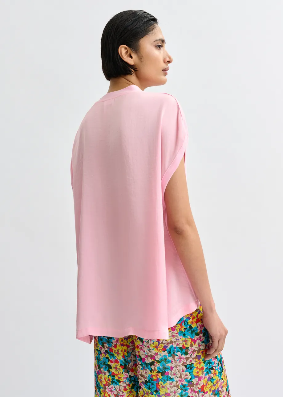 T-shirt à mancherons en coton bio rose clair