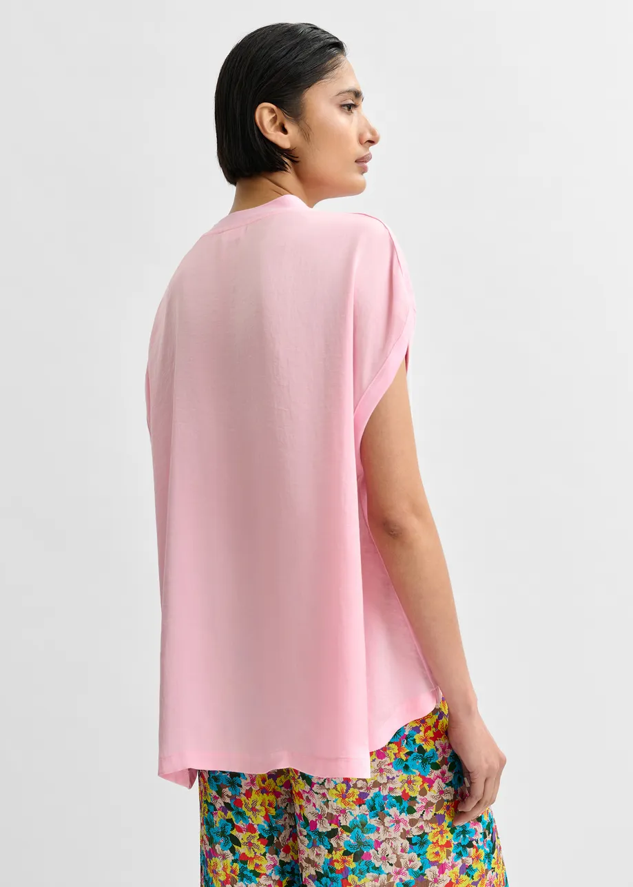 Light pink cap-sleeve organic cotton T-shirt