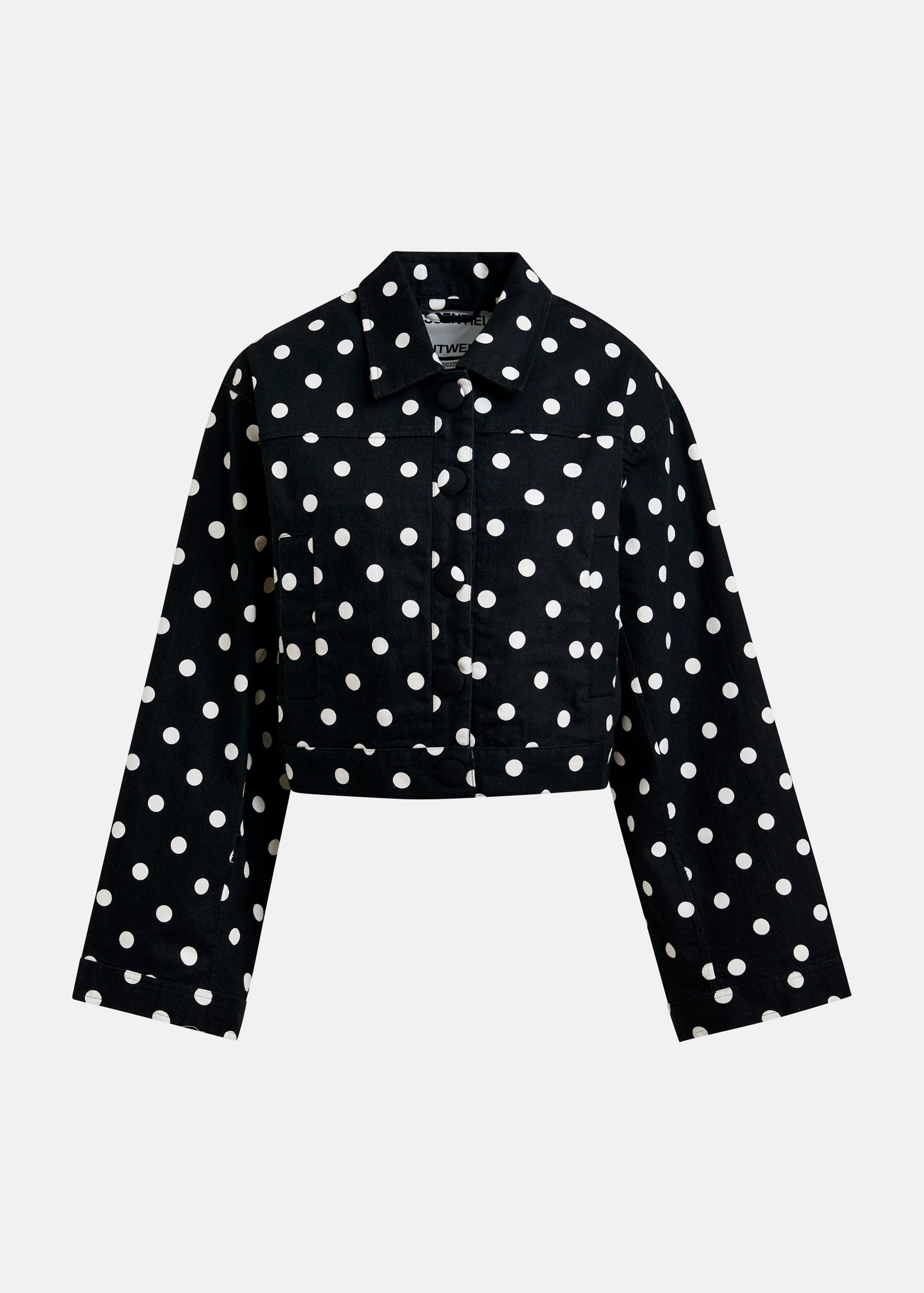 Black and white polka-dot cropped cotton jacket | Essentiel