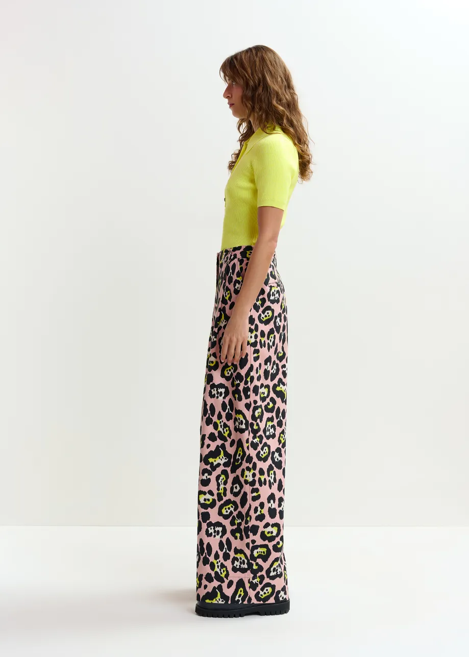 Yellow cotton-blend ribbed polo with rhinestone-encrusted buttons