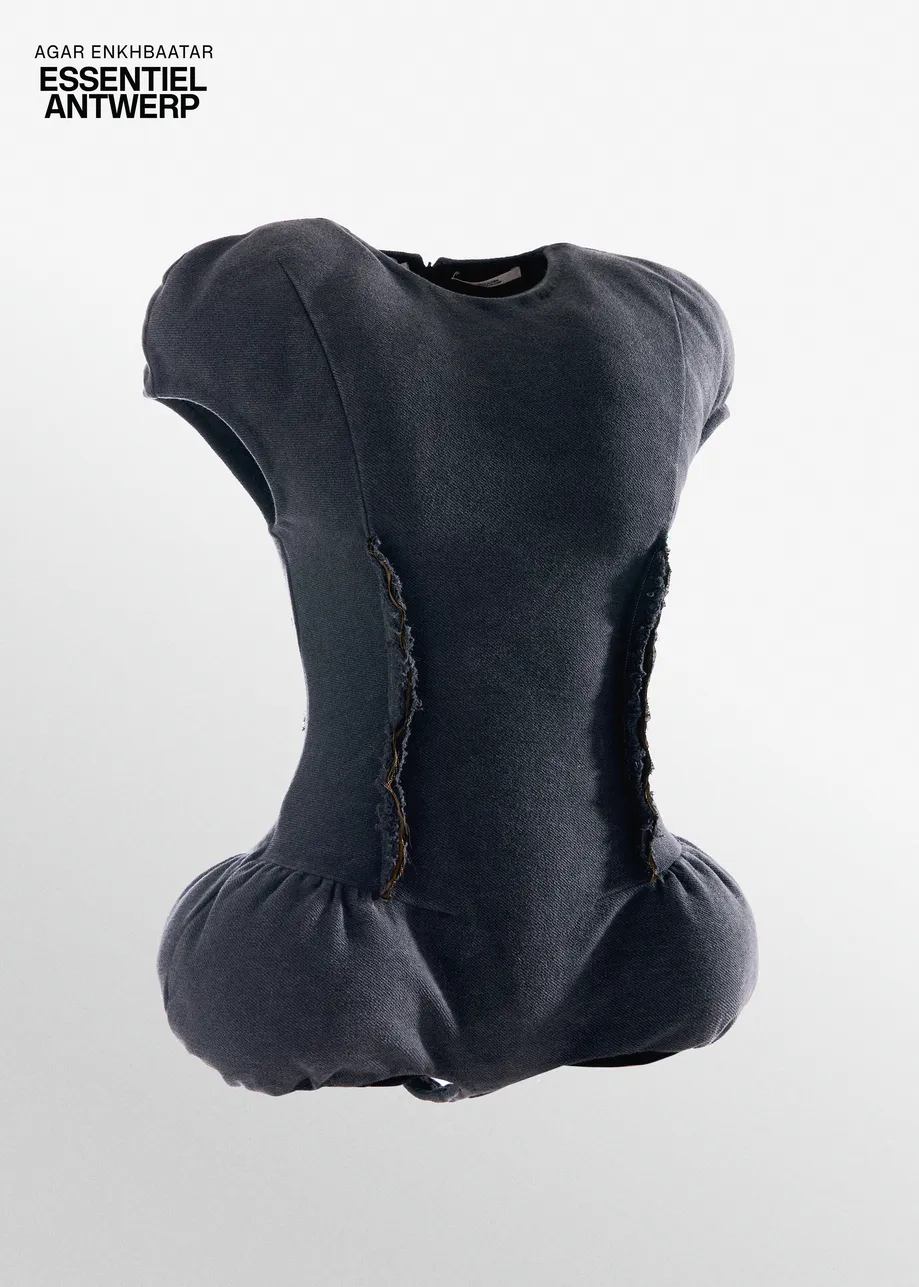 Body sculpté en jersey gris foncé aux courbes rembourrées
