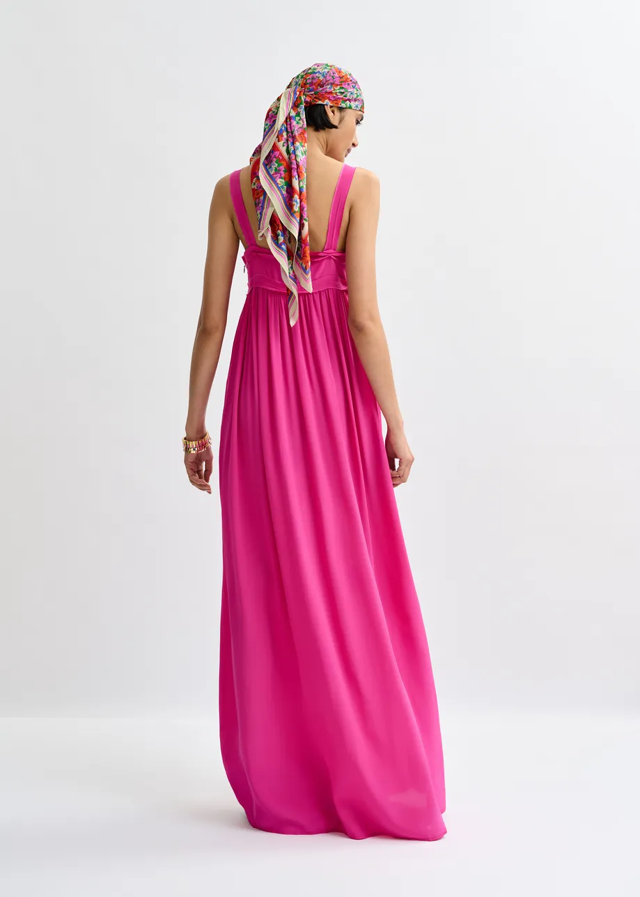 Pink babydoll maxi dress with empire waistline