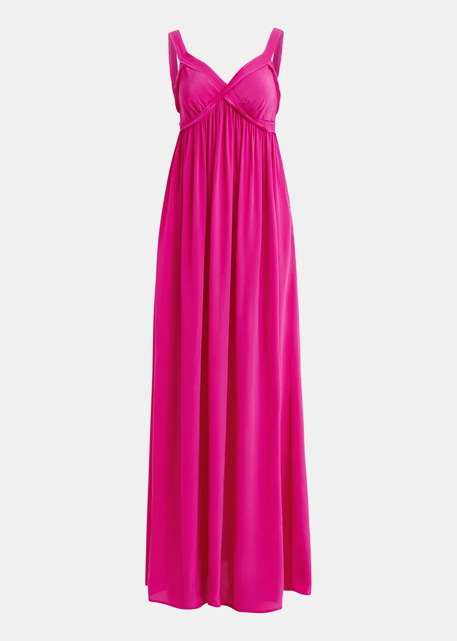 Pink babydoll maxi dress with empire waistline