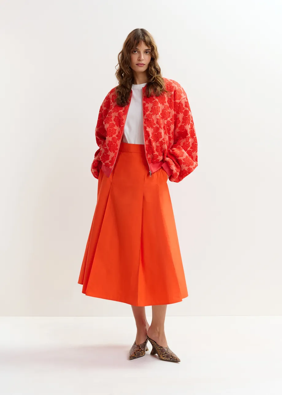 Orange a-line midi skirt