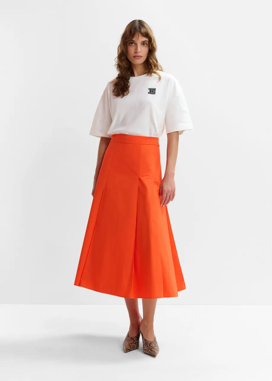 Orange a-line midi skirt