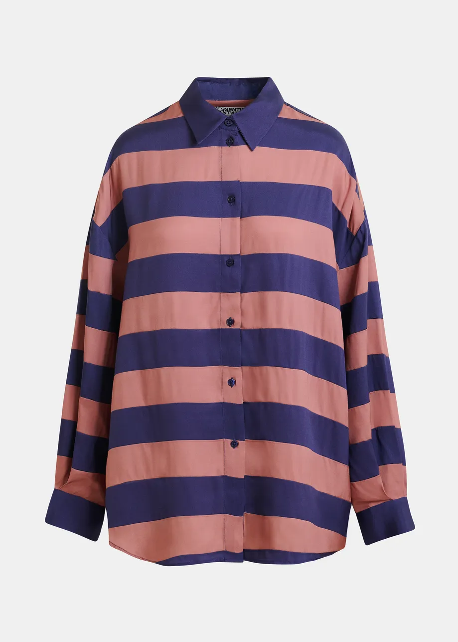 Oudroze en paars gestreept oversized hemd