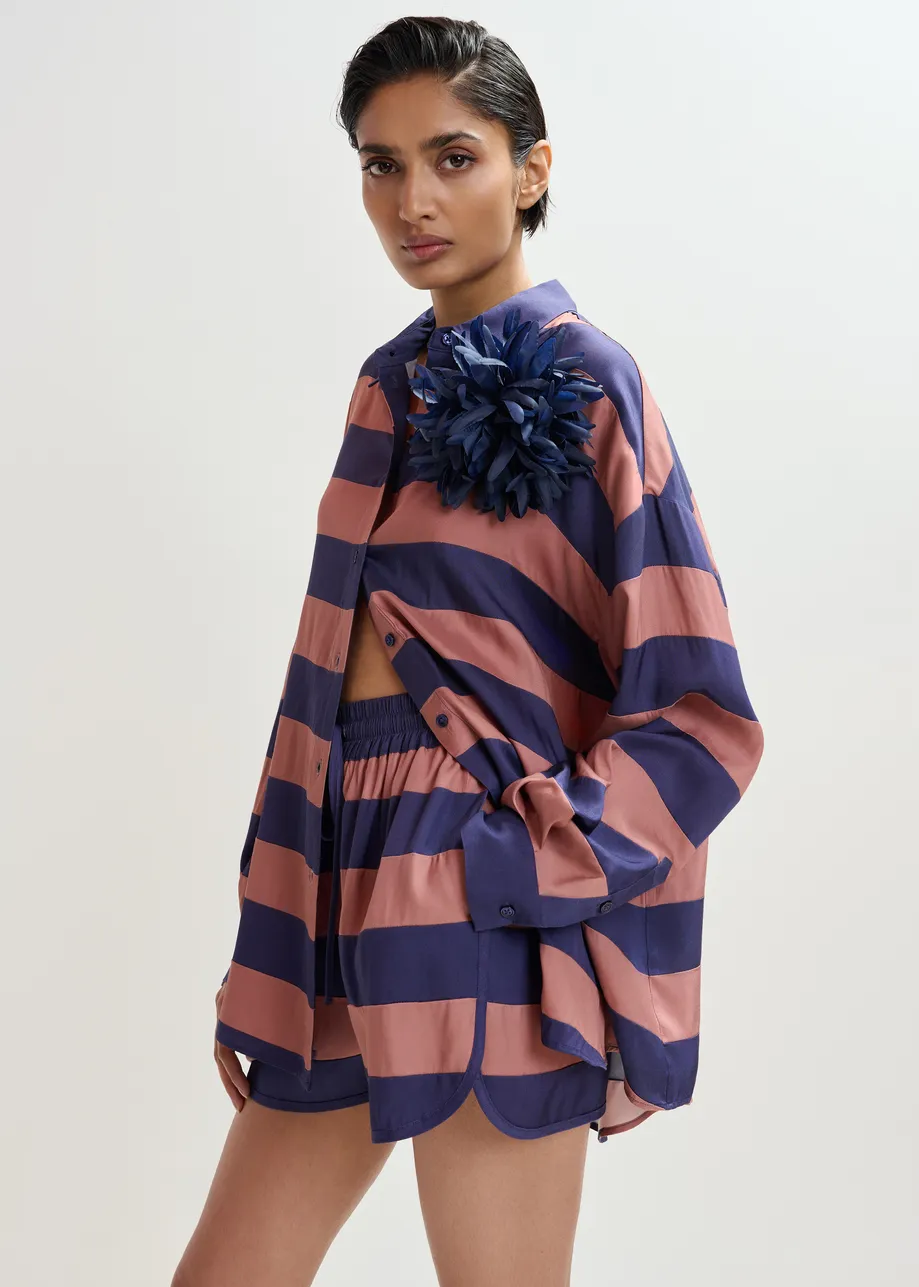 Vintage pink and purple oversized striped shirt