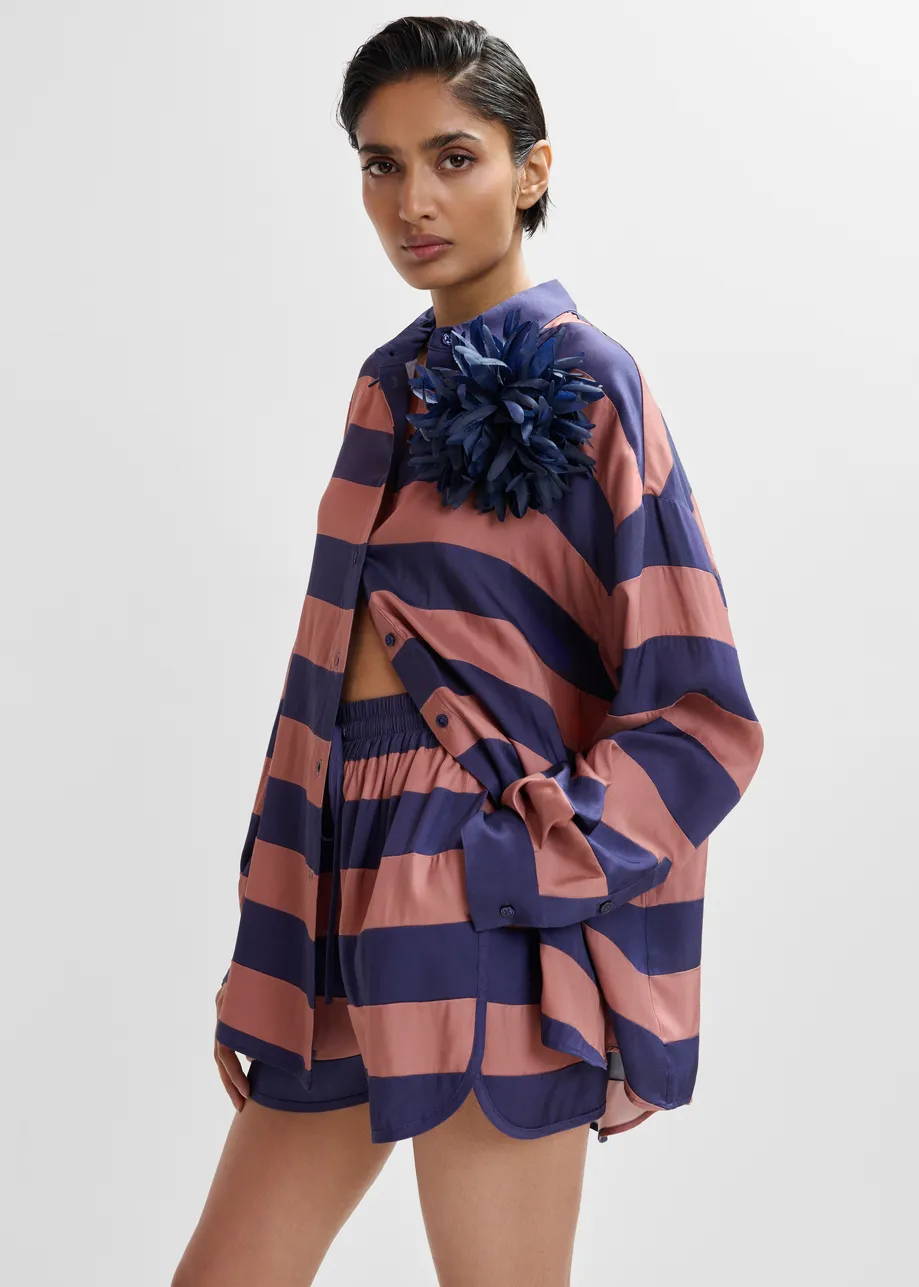 Vintage pink and purple oversized striped shirt